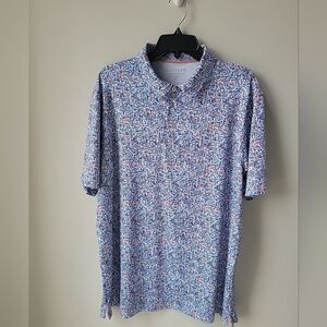 Maelreg Performance Polo Shirt Orange And Blue Pattern Men‎ Size XL